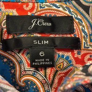 J. Crew Colorful Paisley Long Sleeve Button Down Shirt Size 6 thumbnail 2