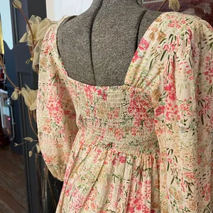 Meet Me In Santorini Floral Puff Sleeve Babydoll Cottagecore Mini Dress - XS 💚🎀 thumbnail 10