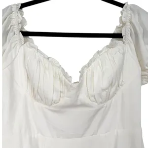 Selfie Leslie Milkmaid Ruched Bust Puff‎ Sleeve Mini Dress White Size Small thumbnail 6