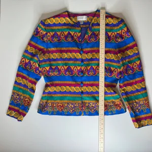 Adrianna Papell VTG 100% Silk Baroque Blazer Jacket Size‎ 8 Colorful Maximalist thumbnail 10
