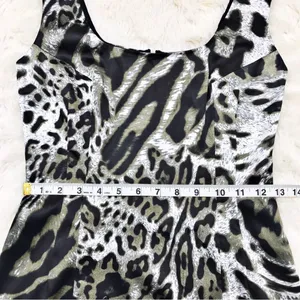 JAY GODFREY Leopard Print Satin Mini Dress‎ Sleeveless Black White Size 0 New thumbnail 11