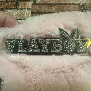PLAYBOY Pink Fur Clutch with Silver Accents thumbnail 13