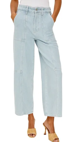 Rails Women's Getty Crop High Rise Wide Leg Jeans Light Wash Blue Size 27 Denim thumbnail 1