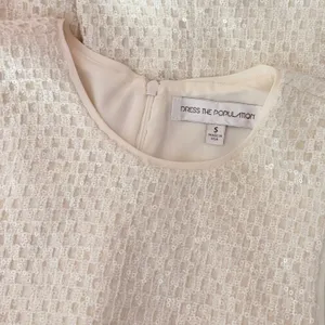 DRESS THE POPULATION Alina Sequin Crochet Lace Midi Dress Bridal‎ White Small thumbnail 9