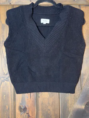 Pistola Bella Sleeveless Shoulder Pad Rib Knit Sweater Vest Minimalist Preppy S thumbnail 2