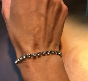 Vtge Clear Rhinestone Silvertone Tennis Bracelet thumbnail 2