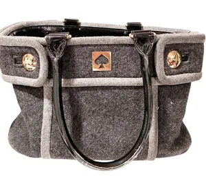 Kate Spade Alda Quinn Chestnut Hill Wool Bag Purse Grey Shoulderbag thumbnail 1