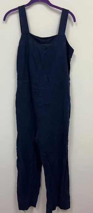 Quince 100% European Linen Navy Square Neck Jumpsuit size M thumbnail 1