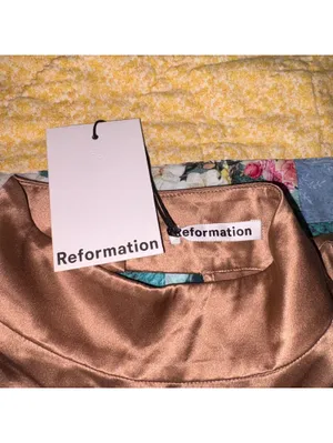 Reformation $278 Womans 12 NWT Kim 100% Silk Mock Neck Mini Dress Open Back thumbnail 4