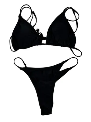 Halter Top & Thong Bottoms Black M 8 10 NWOT thumbnail 1