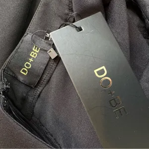 NWT DO+BE Black Strapless Overlay Front Ruffle Wide Leg Jumpsuit Black Size M thumbnail 11