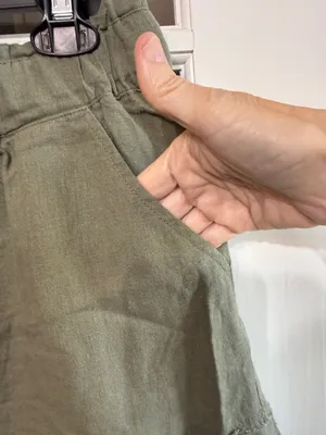 REWASH Olive Green Linen-Blend Stretch Waist Pull-On Shorts Size Large thumbnail 2