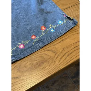 Denim & Co Women Medium Short Sleeve Zip Embroidered‎ Floral Grannycore Boho thumbnail 6