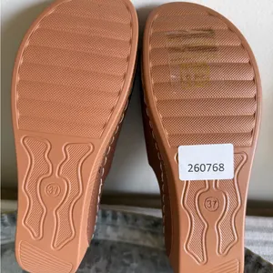 Women's NEW Wedge Slip On Tan Colored Open Toe Shoe #260768 thumbnail 7
