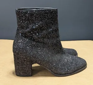 Corkys Razzle Dazzle Black Glitter Ankle Booties Heeled Boots Womens 8 Hey Girl thumbnail 4