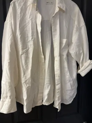 Abercrombie Linen Oversized Button Down Shirt L thumbnail 2