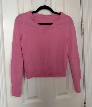 Roller Rabbit Alpaca Wool Blend Pink V Neck Pullover Sweater XS thumbnail 1
