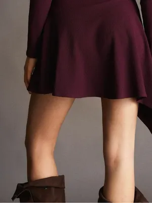 Bershka Asymmetric Long Sleeve Mini Dress With Flared Hem thumbnail 6