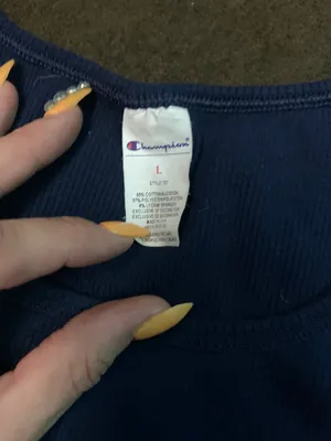 Champion L Blue Ribbed Sports Top thumbnail 3