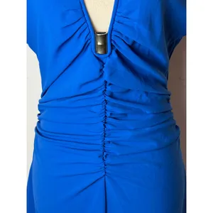 Zara Dress Women Medium Royal Blue Ruched V‎ Neck Sleeveless Midi NWT Party thumbnail 8