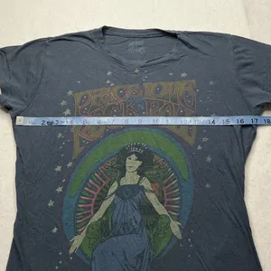 Pop West Studios Peace Love and Rock N Roll Graphic T-Shirt Women Large Gray thumbnail 4