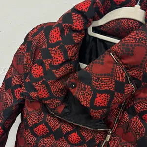 Desigual Heart Pattern‎ Down Feather Puffer Jacket High Neck Assymetric Zip thumbnail 6