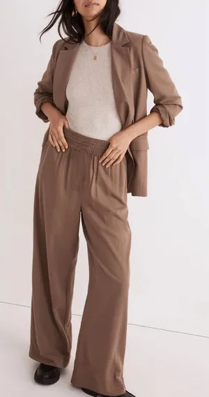 NWT Madewell Drapeweave Carley Wide Leg Pants XXS Brown Pull‎ On High Rise thumbnail 1
