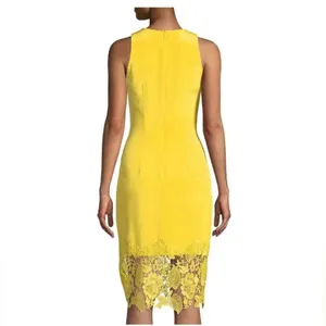 Theia Yellow Midi Dress‎ with Lace Detail thumbnail 3