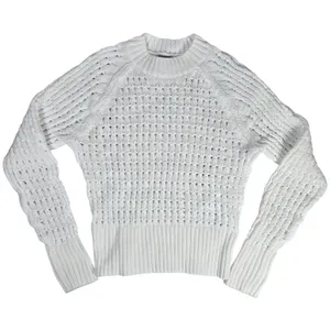 J. Crew Pointelle‎ Crewneck Sweater in White S BZ498 thumbnail 8