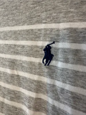 Polo by Ralph Lauren Gray and White Striped Midi Tee Dress thumbnail 4