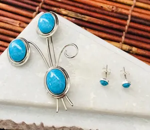 Southwestern Faux Turquoise Pin & Post Earrings thumbnail 1