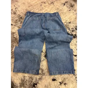 Aeropostale 90s Baggy Cargo Jeans Womens Large Blue Denim Elastic Waist Wide Leg thumbnail 2