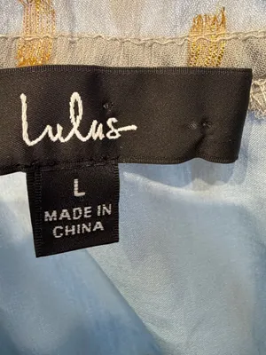 Lulus Women’s Touch of Glam Dusty Blue Dotted Off-the-Shoulder Mini Dress Size L thumbnail 5