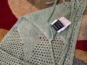 SHEIN Green Two Piece Crochet Sweater Matching Coverup Set Skirt Halter Top S thumbnail 4