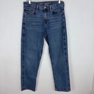 American Eagle Stretch 90s Straight Jean Medium Wash High Rise Classic Size 10 thumbnail 2