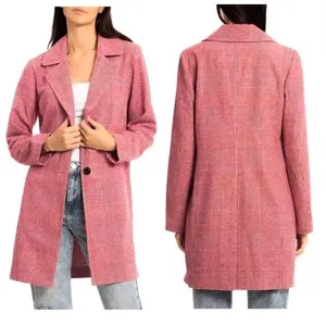 Anthropologie Avec Les Filles Red Houndstooth Plaid Longline Blazer NEW Size XL thumbnail 2