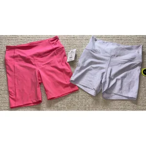 Athletic Works Biker Shorts Women S Pink Lavender Crossover Waist Bundle‎ 2 pair thumbnail 2