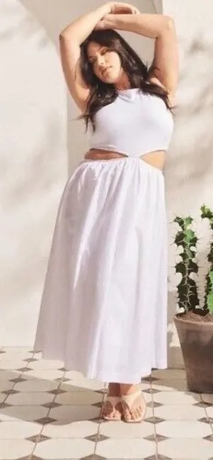 Abercrombie & Fitch White Midi Cutout Dress size XS thumbnail 1
