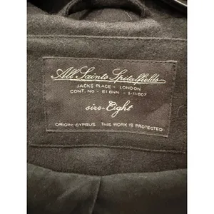 AllSaints Women Coat 8 Black Tepo Wool Oversized Shawl Collar Tailored Jacket thumbnail 4