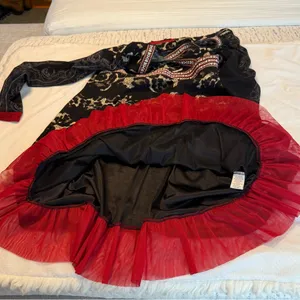 Vasna Desire Midi Length Dress Woman’s Size Large Mixed Prints Red Ruffle Boho thumbnail 12
