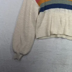American Eagle Medium Sweater Rainbow Stripe Cropped Balloon Sleeve Oversized thumbnail 5