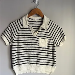 Alex Mill Clifford Sweater in a black and ivory striped Small thumbnail 2