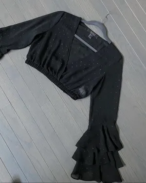 Forever 21 contemporary mesh crop top with bell sleeve thumbnail 6