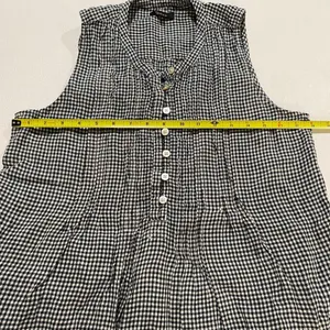 Quince Gingham Check Sleeveless Babydoll Dress Size S Black White Cottagecore thumbnail 8