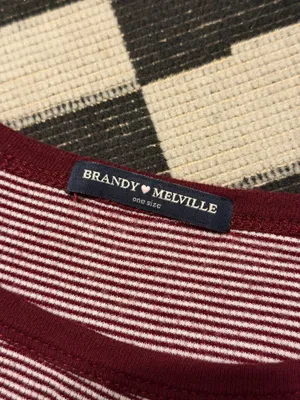 Brandy Melville Maroon Striped Top thumbnail 2