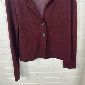 Cut Loose Red Black Ribbed Knit Button Front Lightweight Jacket Size S thumbnail 4