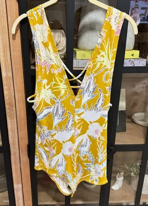 Free People Floral Ribbed Bodysuit plunge vneck sleeveless tank open back sexy thumbnail 1