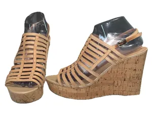 Franco Sarto Sombre Leather Wedge Sandals Cork Heel Platform Slingback Size 7.5‎ thumbnail 1