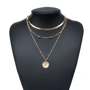 Trendy Gold Women 3-Three Layered Choker Necklace Fashion Jewelry - Party thumbnail 1