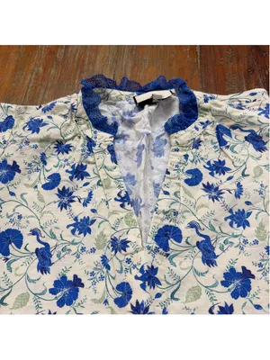 Tuckernuck Crawford Dress Bluebird Melody Linen Cotton Floral Lace Tiered XXL thumbnail 2
